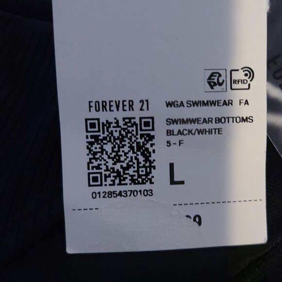 FOREVER 21 SWIMWEAR BLACK/WHITE COLORBLOCK BIKINI BOTTOM SIZE LARGE - Picture 7 of 7